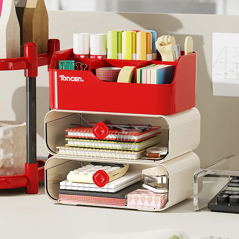 

Drawer-style Desktop Storage Box Large Capacity Transparent Drawer Desk Stationery Cosmetics Office Storage Rack Stackable Boxes