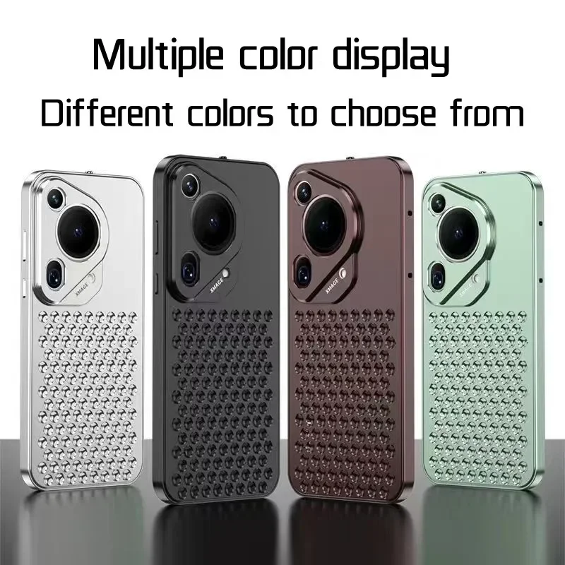 for Huawei Pura70 Ultra/Pura70 Pro Plus aluminum alloy spring-button cooling case with honeycomb hole cooling design