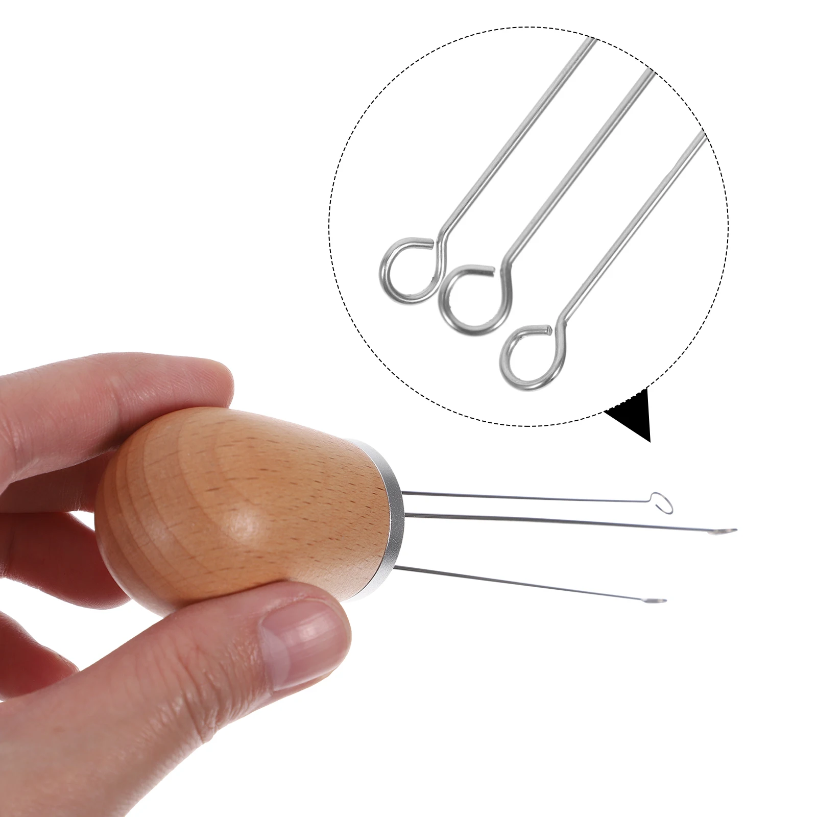 

Stainless Steel Powder Stirrer Espresso Distributor Wooden Handle Needle Type Stirring Tool for Cafe Home Use Practical