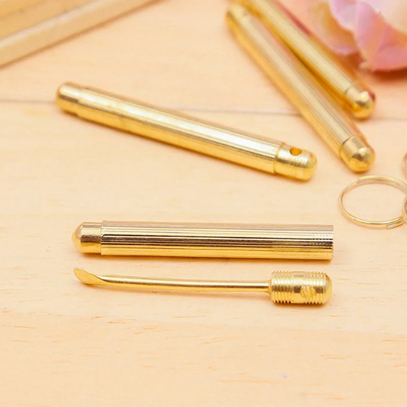 Folding Type Golden Mini Ear Cleaner Portable Ear Wax Removal Tool Nettoyage Oreille Earpick Ear Spoon Attached Key Ring Keyhole