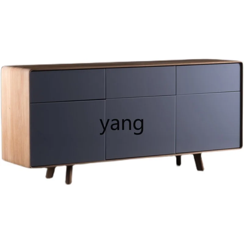 Yjq Black Walnut Solid Wood Sideboard Chinese Style Locker Wine Cabinet Living Room Cabinet Side Cabinet Modern