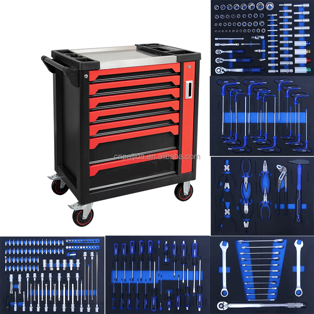 

Tool Chest Storage Workbench 7-drawer Tool Box Steel Workbench Iron Metal Cabinet Workshop Tool Storage MechanicATV&UTV