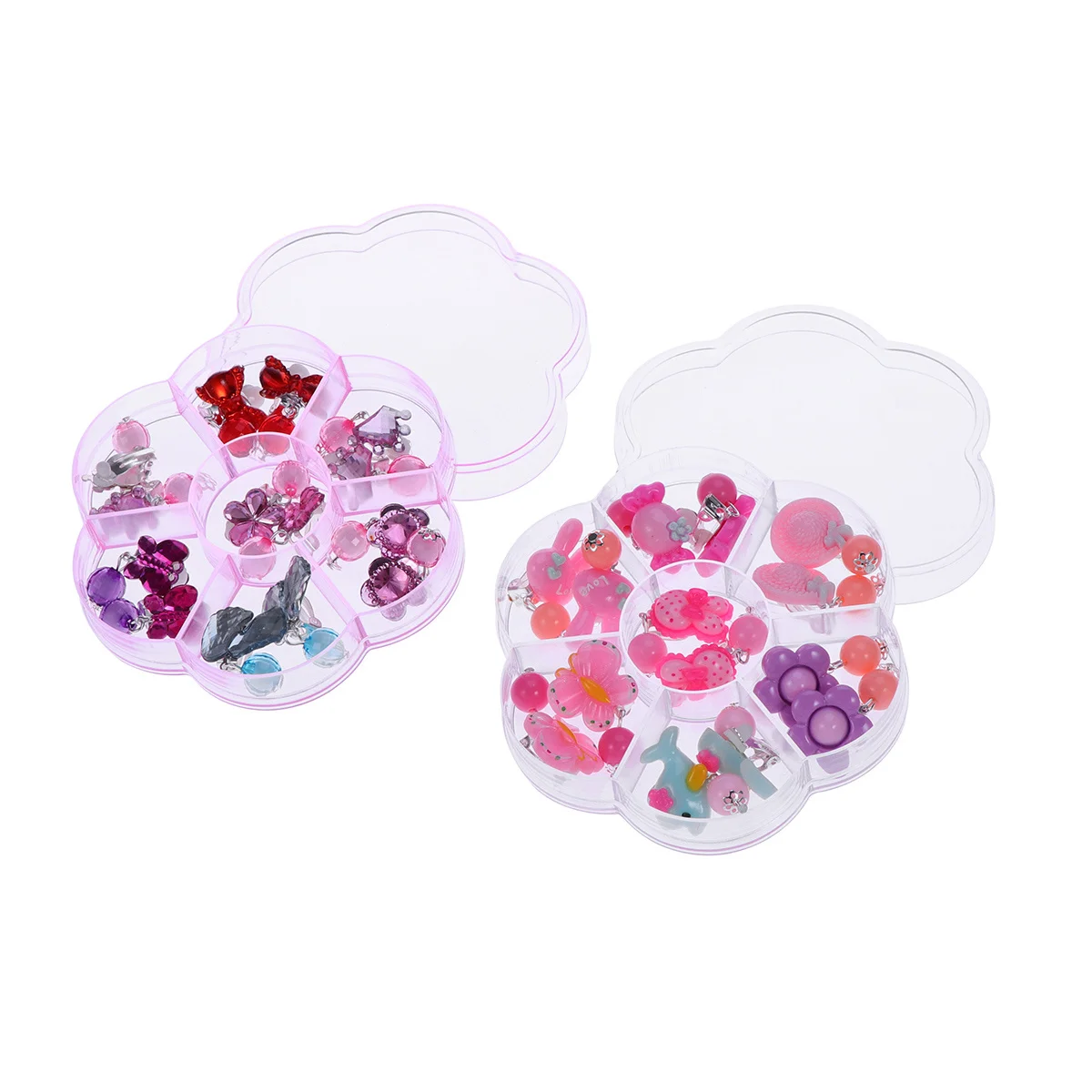 ชุดกล่องเก็บต่างหูแบบหนีบสำหรับเด็กผู้หญิง ต่างหูการ์ตูน ตุ้มหูเด็ก อุปกรณ์เสริมเจ้าหญิง ของขวัญเครื่องประดับสำหรับแต่งตัว