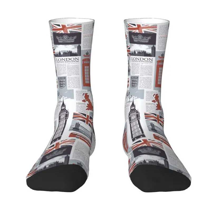 Harajuku United Kingdom London Pattern Socks Women Men Warm 3D Printing UK British Logo Basketball Sports Socks