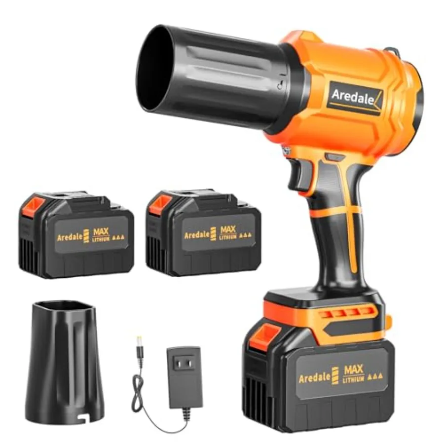 

Leaf Blower Cordless Handheld Blower with 2 X 6.0Ah 21V Batteries and Charger 13.41m/s Storm Turbine Battery Powered Blower for