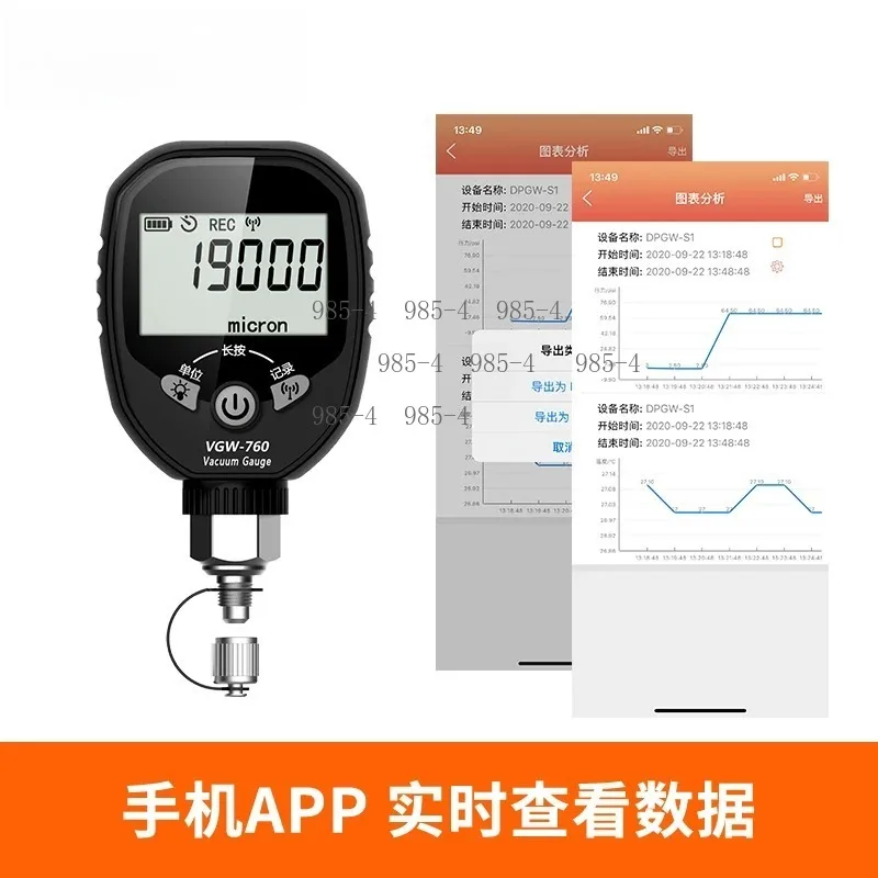 VGW-760 Wireless Digital Vacuum Gauge, 0-19000 Micron HVAC Vacuum Gauge with 1/4
