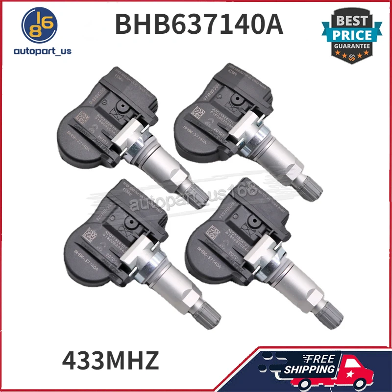 4PCS BHB637140A For Mazda 2 2 (DE) 3 5 (CW) 6 CX-5 (GH) CX-9 (TB1) TPMS Tire Pressure Monitoring System Sensor 433MHZ GS1D37140