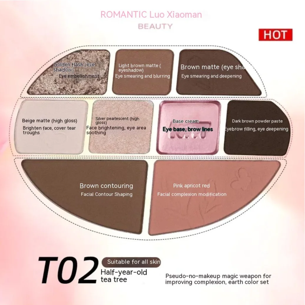 RMT ROMANTIC BEAUTY #Facial Comprehensive Dish Nine Color Eyeshadow Highlight Contour All-Round Blush Makeup Cosmetics