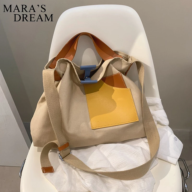 Mara\'s Dream proste łączone płótno duża pojemność torby Crossbody dla kobiet dorywczo torba torebki trendy torby na ramię