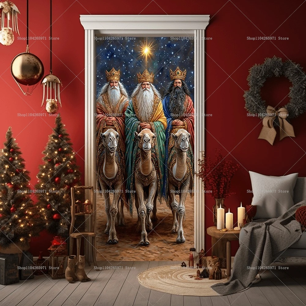 اسبانيا ثلاثة ملوك يوم خلفية مهرجان ثلاثة الحكماء الرجال الدين لوحة على الحائط لتزيين المنزل غطاء الباب الرضع المقدس يسوع هدية