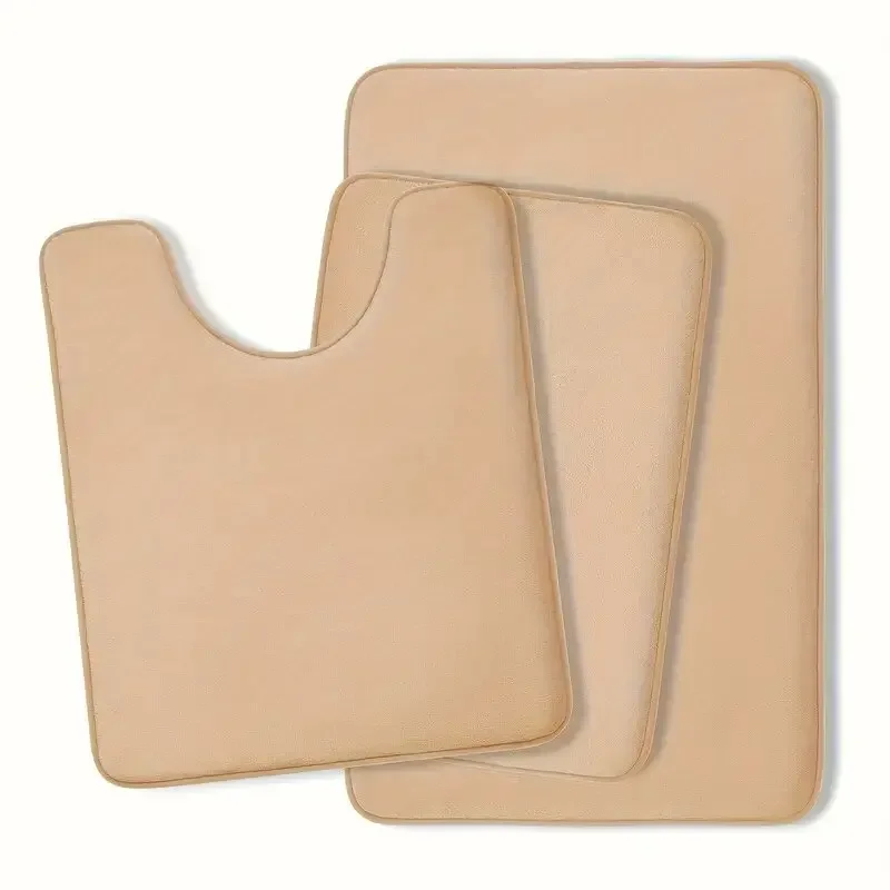 Three Piece Toilet, Bath Floor Mat, Shower Mat, Bath Absorbent Mat, Non Slip Carpet, Soft and Comfortable, Laundry Room. Mat