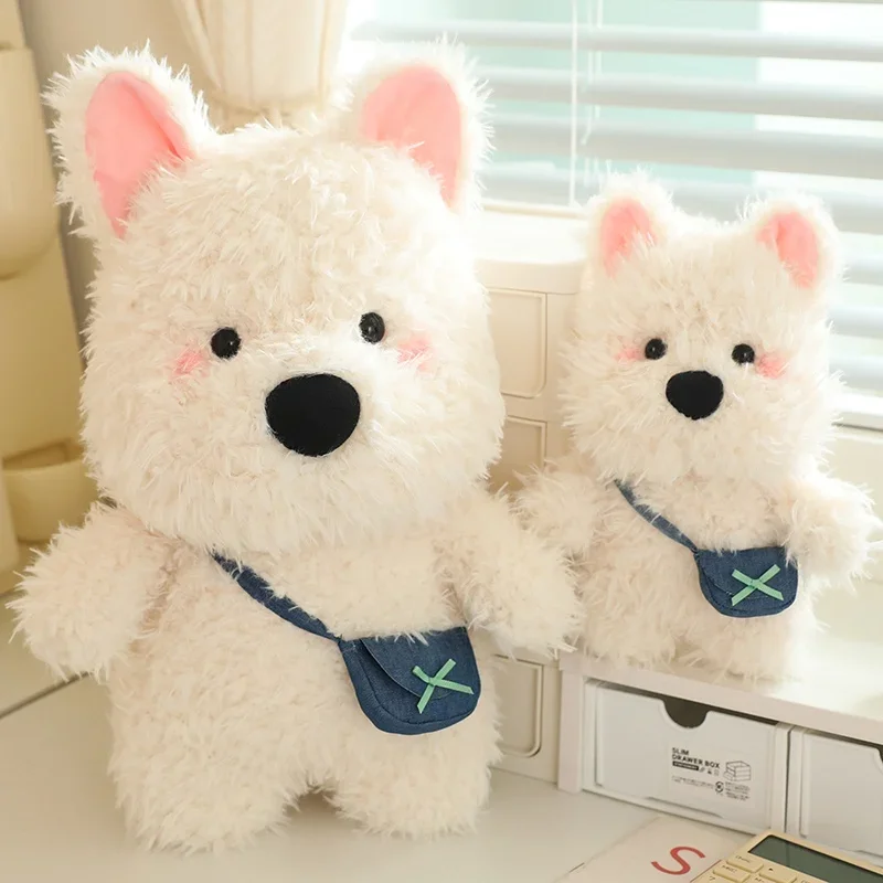 Mignon West Highland Terrier chien en peluche Animal en peluche jouet créatif chiot bébé apaiser poupée oreiller anniversaire cadeaux de noël