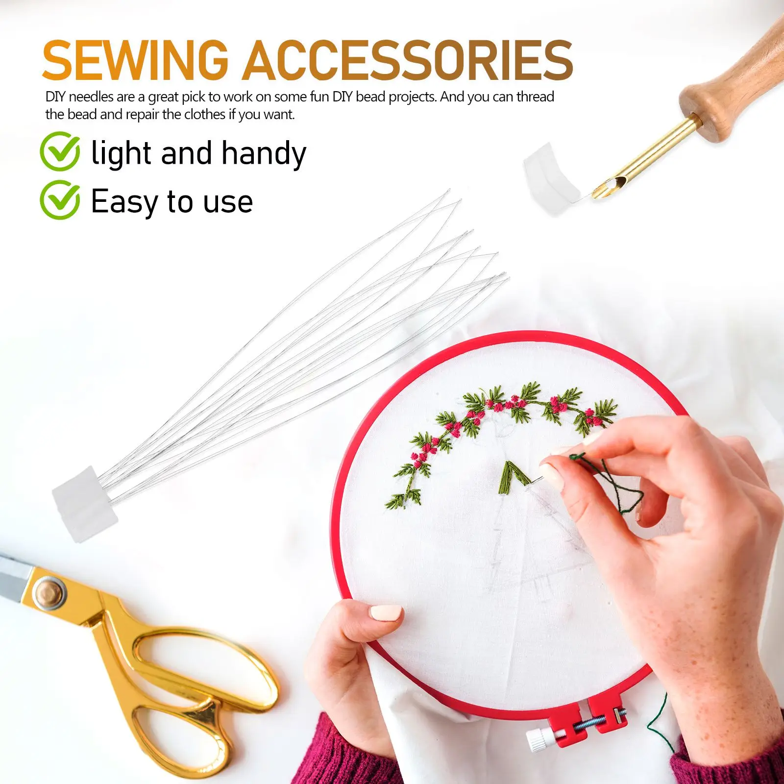 10 Pcs Threader Beaded Jewelry DIY Tools Craft Accessories Wire Loop Cross Stitch Needles Steel Threaders