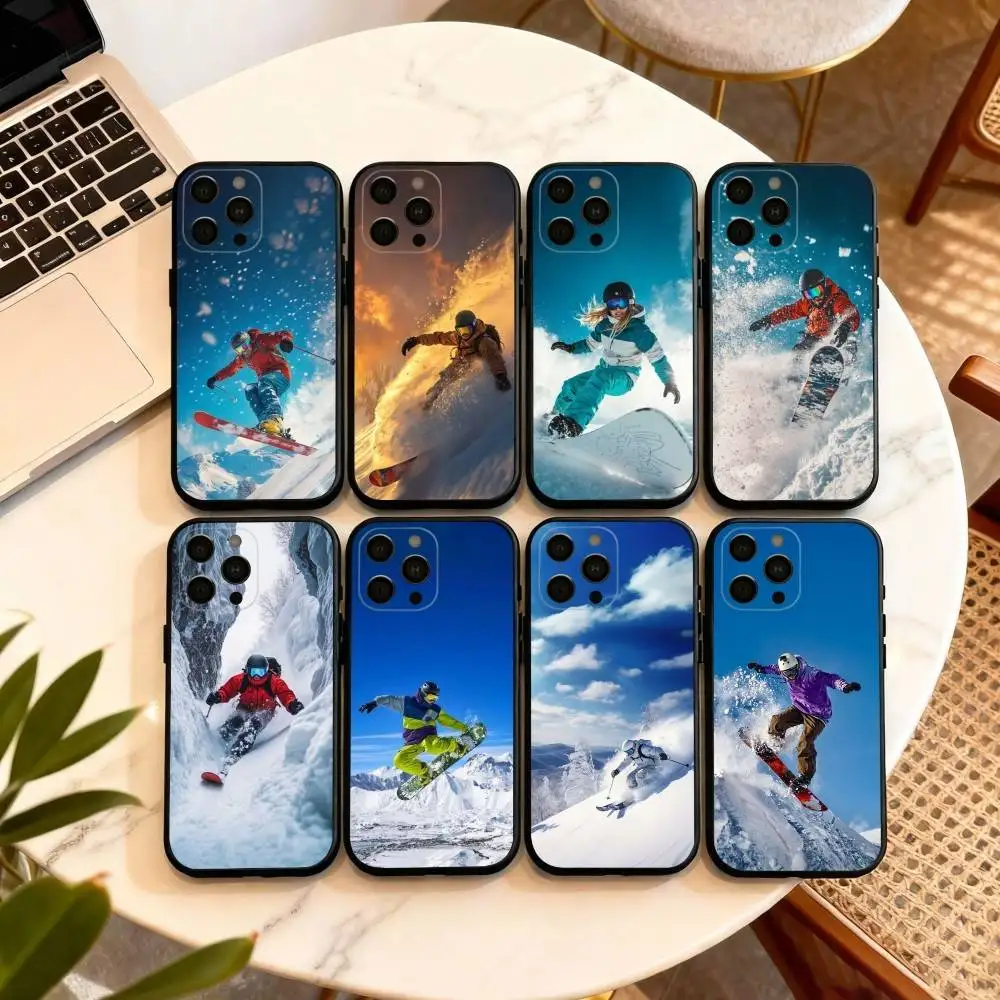 

Snowboarding Sport Passion Phone Case For iPhone 17,16,15,14,13,12,11 Plus,Pro Max,XS,Soft Silicone Black Cover