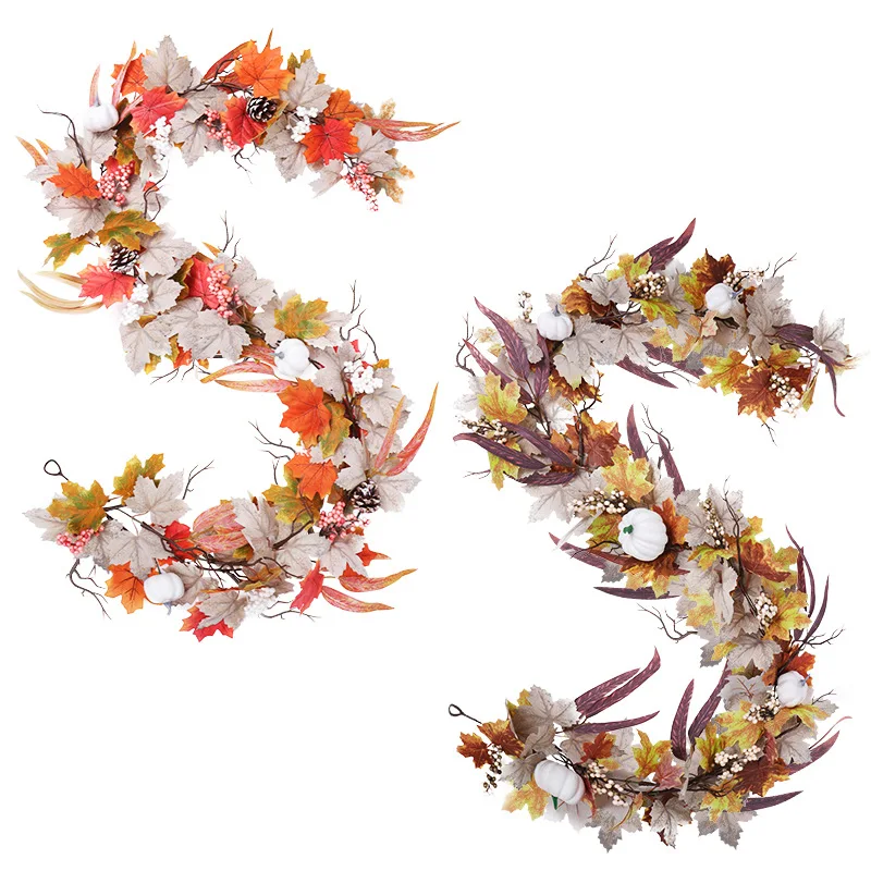 

New Simulation Maple Leaf Handmade Rattan Fall Table Decoration Artificial Maple Leaf Fake Flower Halloween Rattan