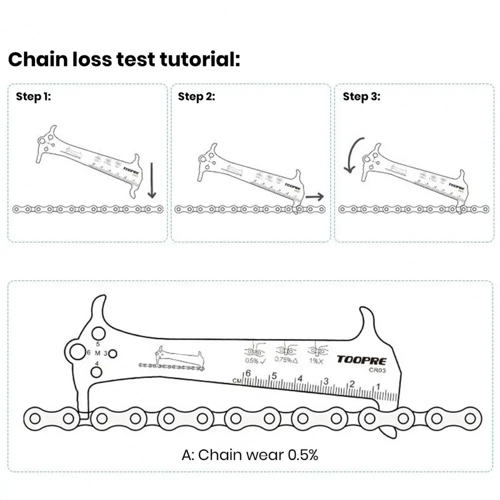 3-in-1 Chain Measurer Ruler Bicycle Chain Wear Indicator Tool High Strength Screw Measurement Bike Gauge Tool