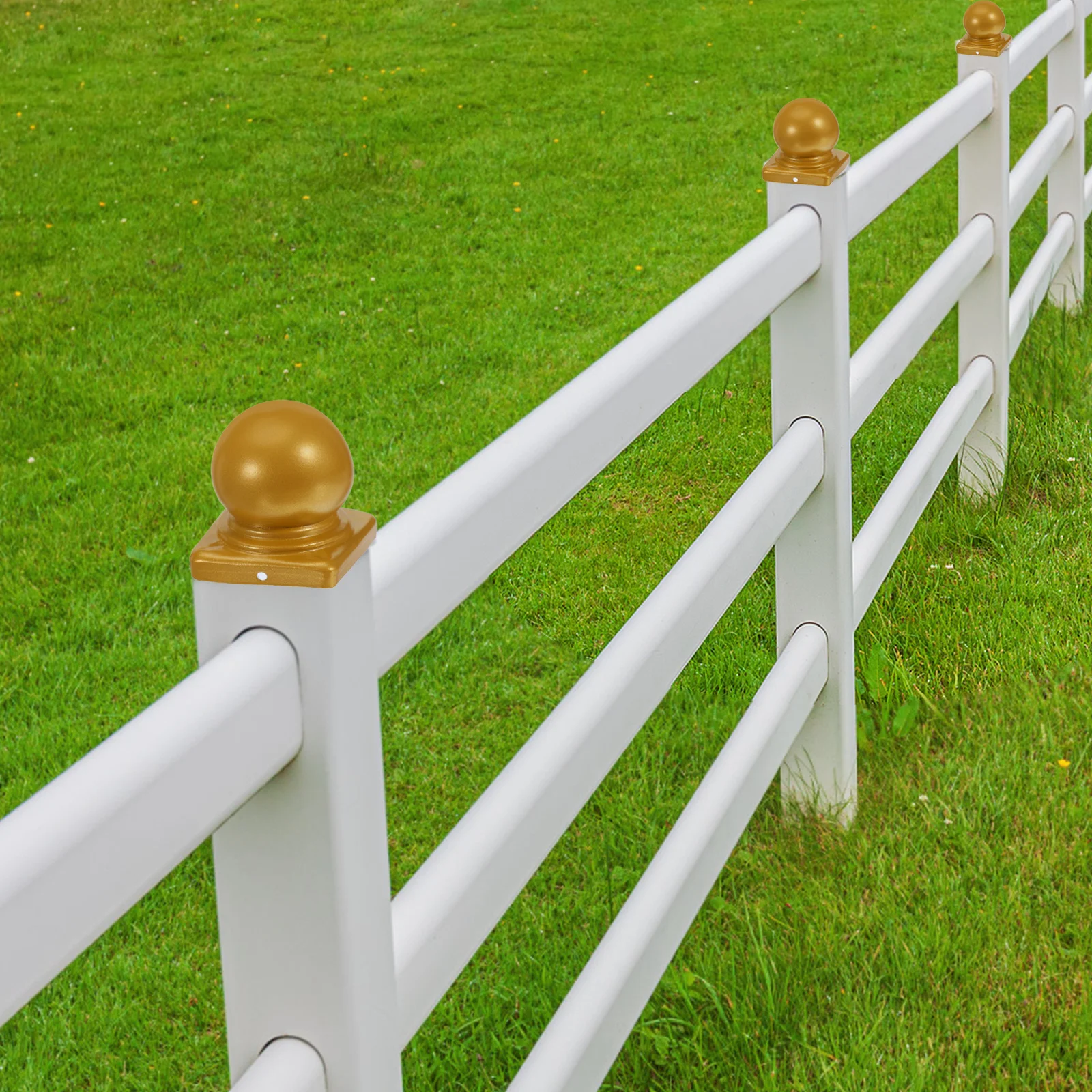 

2pcs Metal Fence Post Caps Ball Top Decorative Railing Cap For Balustrade Guardrail Deck Stair Handrail Waterproof Durable