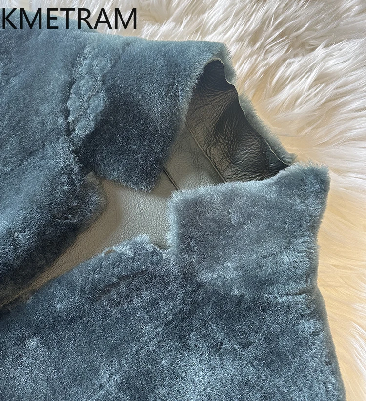 Natural Merino Wool Sheepskin Double Faced Fur Jacket Woman Luxury Mid Length Reversible Real Fur Coat Winter Clothes 2025 шуба