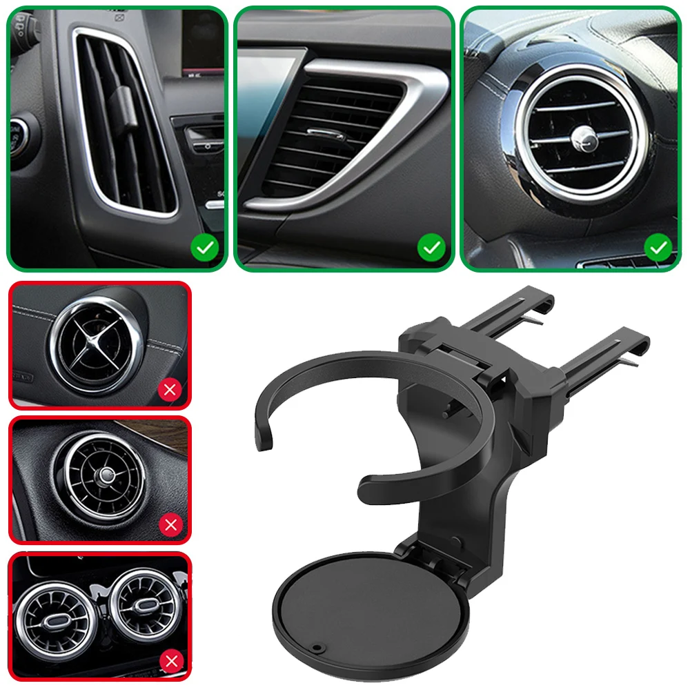 1pc Universal Car Air Vent Foldable Bottle Holder 360° Rotatable Insert Cup Holder Outlet Vent Anti-slip Drink Clip Accessories