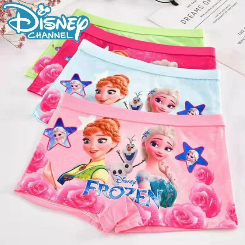 New Disney Frozen Panties Cartoon Anna Elsa Princess Printed Girls Boxer Shorts Soft Breathable Four Seasons Underwear Gift