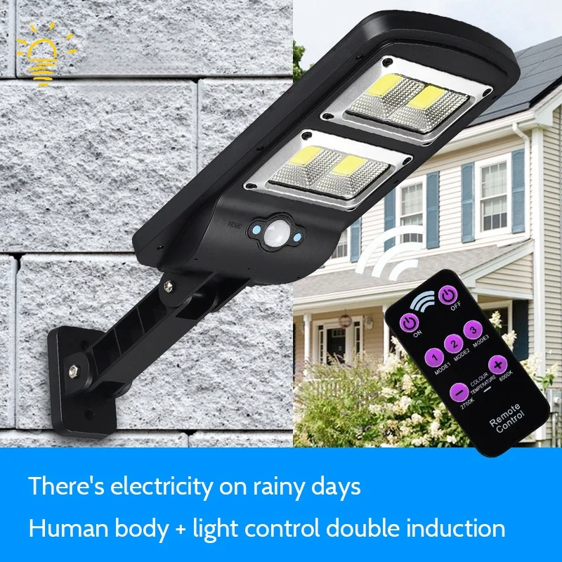 

64COB Solar LED Street Light Waterproof Remote Control PIR Motion Sensor Solar Lamp For Garden Security Wall Light