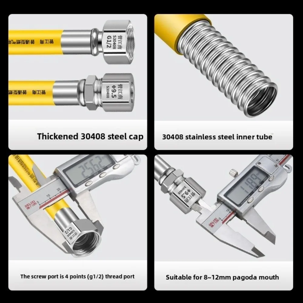 

Explosion Proof Natural Gas Pipe 0.5/1/1.5/2/2.5m Armored Stove Gas Line Flexible Steel Rodent Proof Gas Dryer Hose Kit