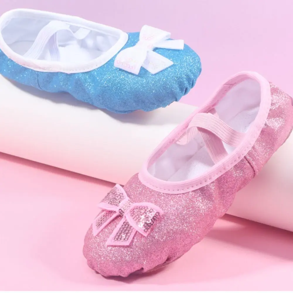 

1pair Beautiful Leather Girls' Dancing Shoes Star Rainbow Embroidered Lace Bow Shoes Lovely Bow Knot Split-Sole Flats Perform