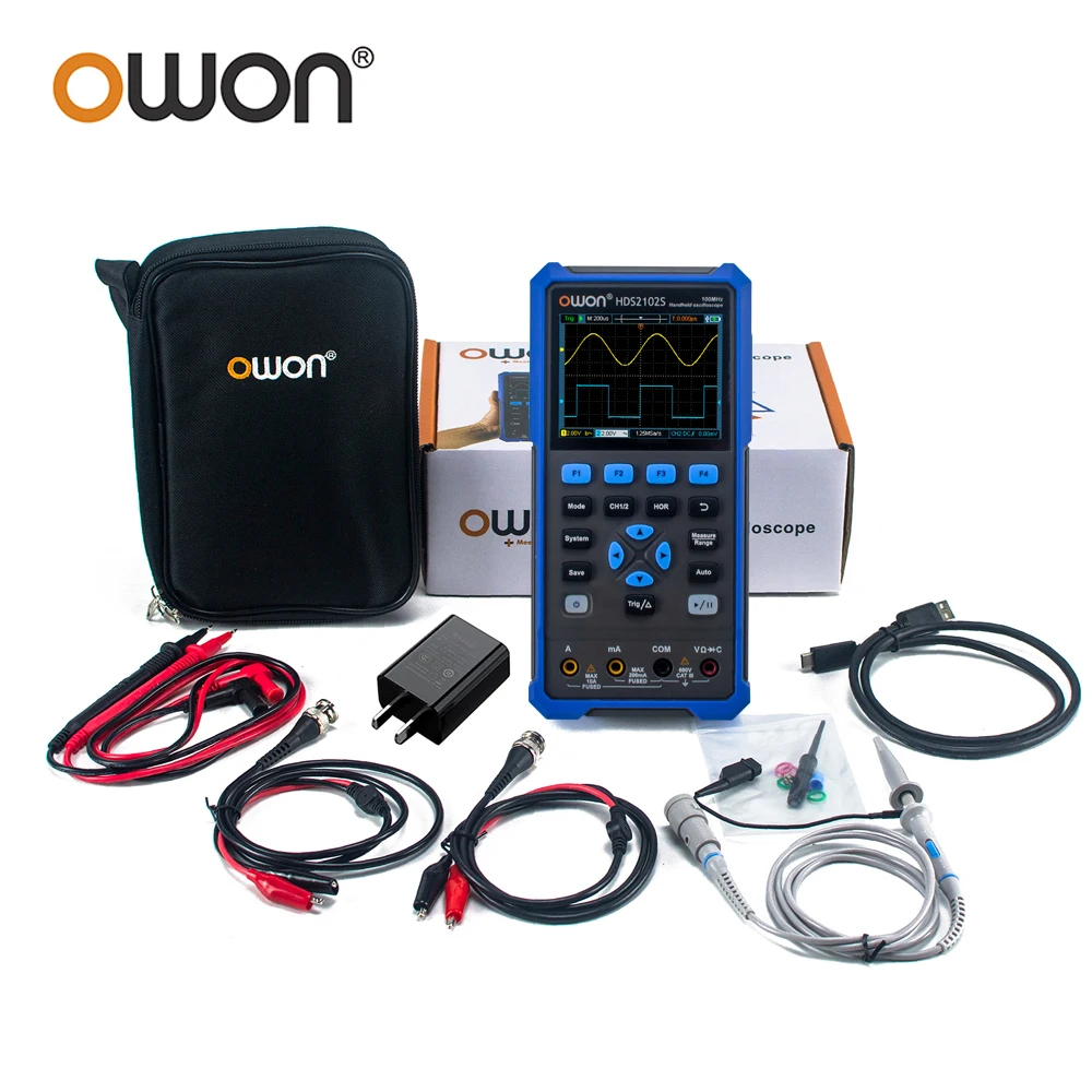 OWON HDS2202S Digital Oscillosco 2 Channels 200Mhz Bandwidth Portable 3 in 1 USB Osicllosco Multimeter Wavefor Generator