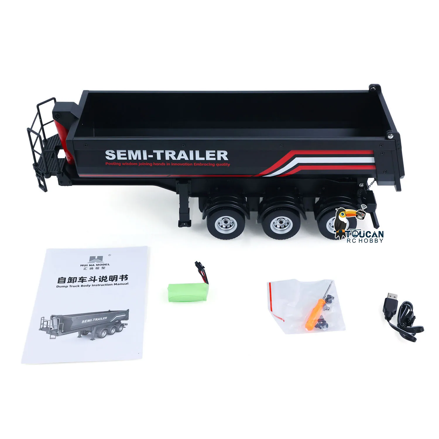 1509 Neues 1/18 Huina RC Semi Dump Trailer Elektrisches Heben für RC Traktor LKW 1501 Rücklicht Stützbein Kein Soundsystem Modell