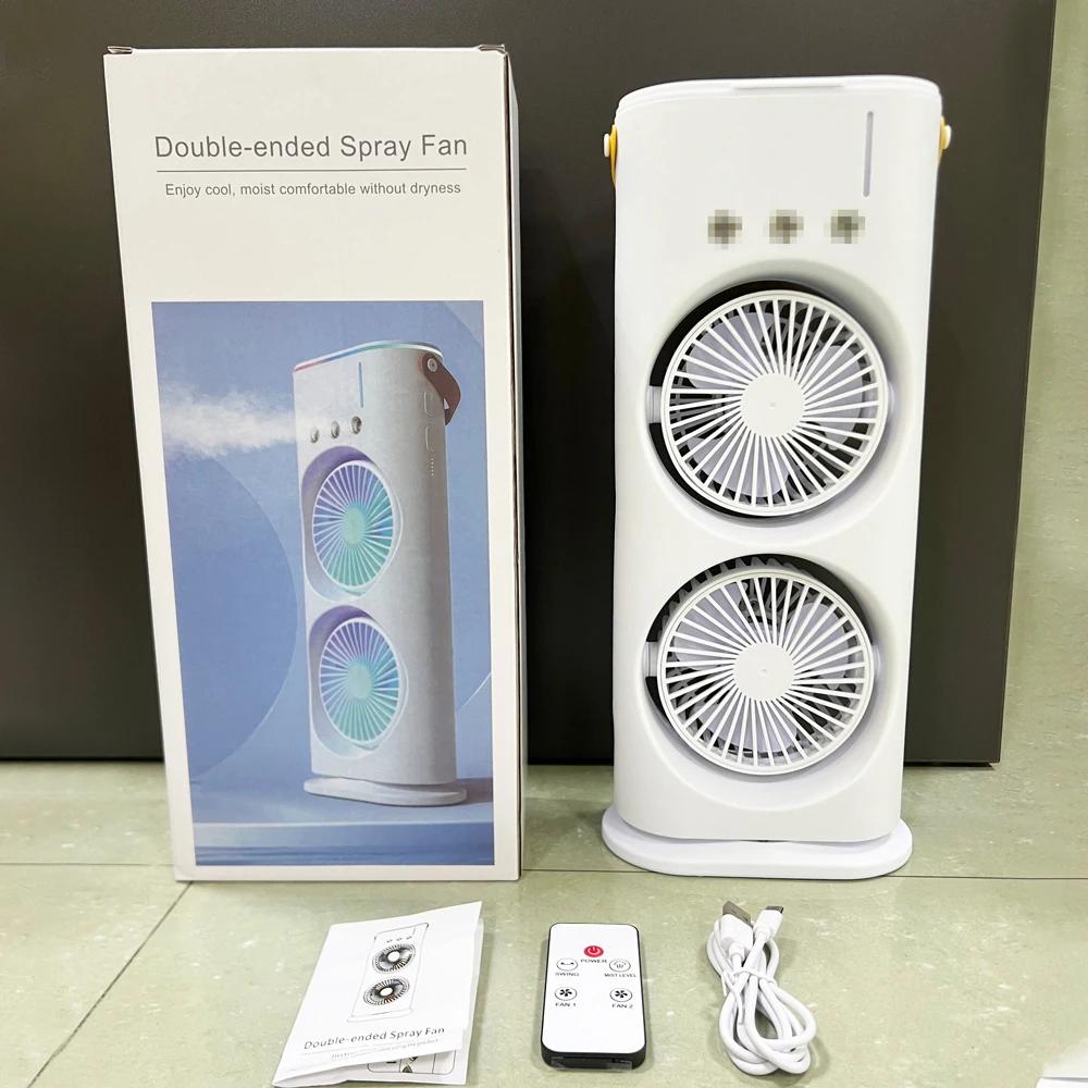 2024 Wholesale Air Cooler Fan 7 Color Mist Water Cooling Air Conditioner Fan with Remote Control Room Spray Humidifier Fan