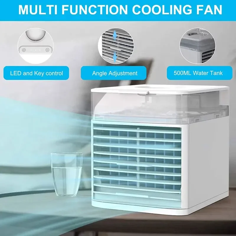 New Ice Cube Cool Air Mini Model Portable Air Conditioning With USB Small Cold Air Fan Water Cooling For Home Office Humidifier