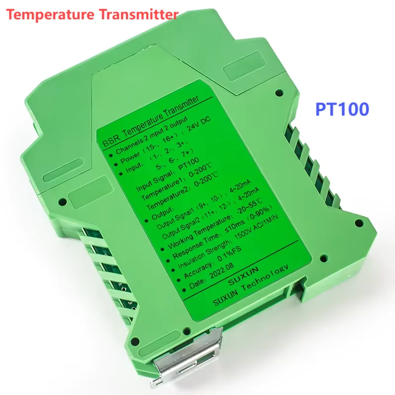 2 in 2 Out 0-10V 0-5V 4-20mA PT100 Temperature Signal Converter RTD Temperature Signal Transmitter