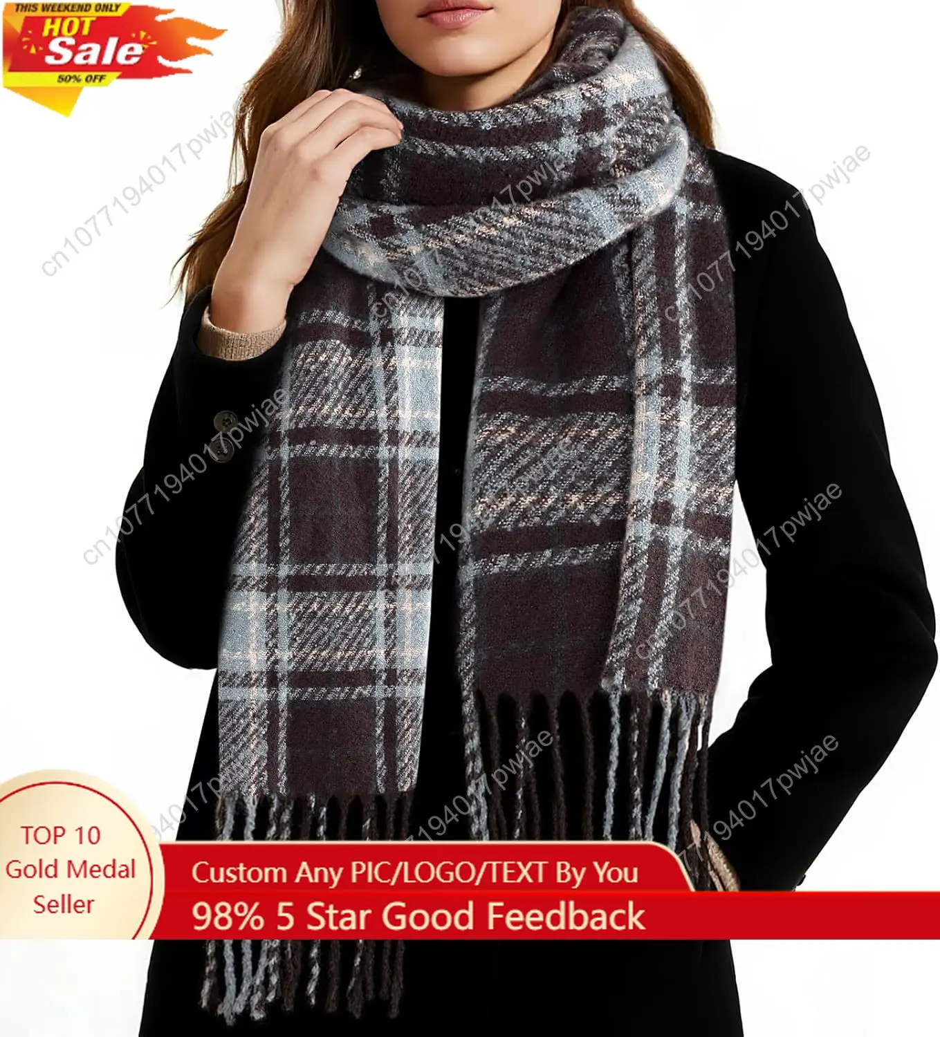 

fauson Winter Scarf for Women - Long Plaid Tassel Scarf for Women Winter, Warm Large Womens Scarfs Wrap Shawl Ladies Gifts