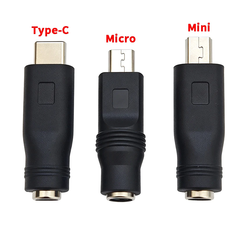 1/5PCS DC5.5x2.1MM to Type-C Micro Mini Power Adapter Converter Plug DC to USB C Type-C Charging Cable Adapter Converter