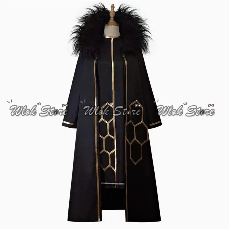 

qq023Custom Size Library Of Ruina Cosplay Binah Costume Wig Black Long Coat Uniform Men Women Anime Game Halloween Party Outfits