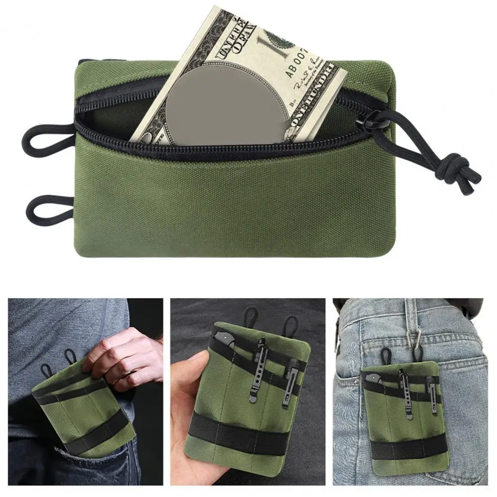 Portable Bag Outdoor Tool Pouch with 3 Slots Zipper Pocket Organizer Bag Oxford Cloth Storage Case for Coins Cash Gear Outdoor