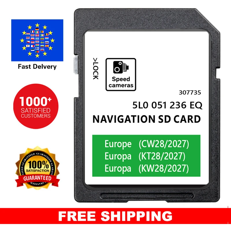 for Skoda Amundsen Octavia Superb Fabia Rapid Vehicle Sat Nav 32GB 2027 SD Card Update Europe UK Maps 5L0051236EQ
