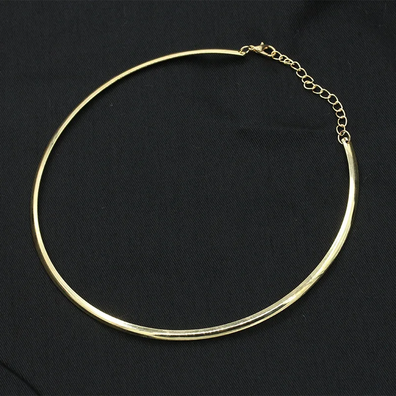 Cheap Punk Simple Round Circle Necklace Gold Bohemian Fashion Jewelry Exaggeration Metal Hoop Adjustable Necklaces for Women