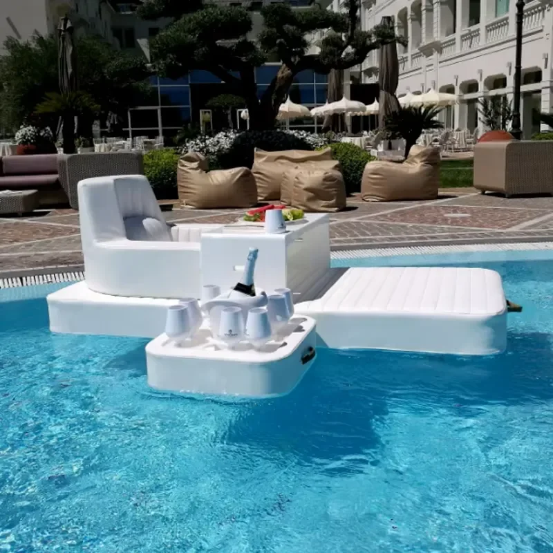 Hotel Swimming Pool White Leather Floating Tray with Cup Holder Suitable