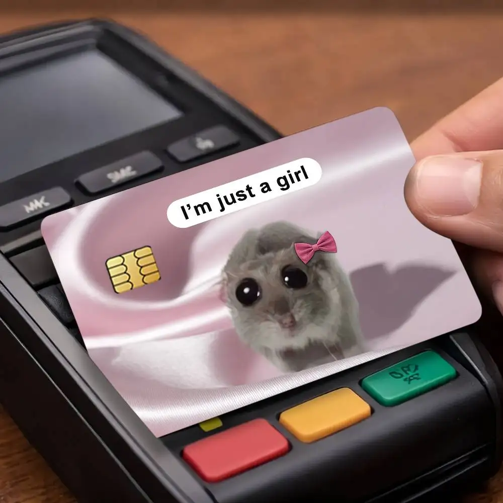 Funny Hamster Meme Credit Skin Cover Card Stickers 4PCS Film Bus Pass Front Decoration Bank Debit Waterproof