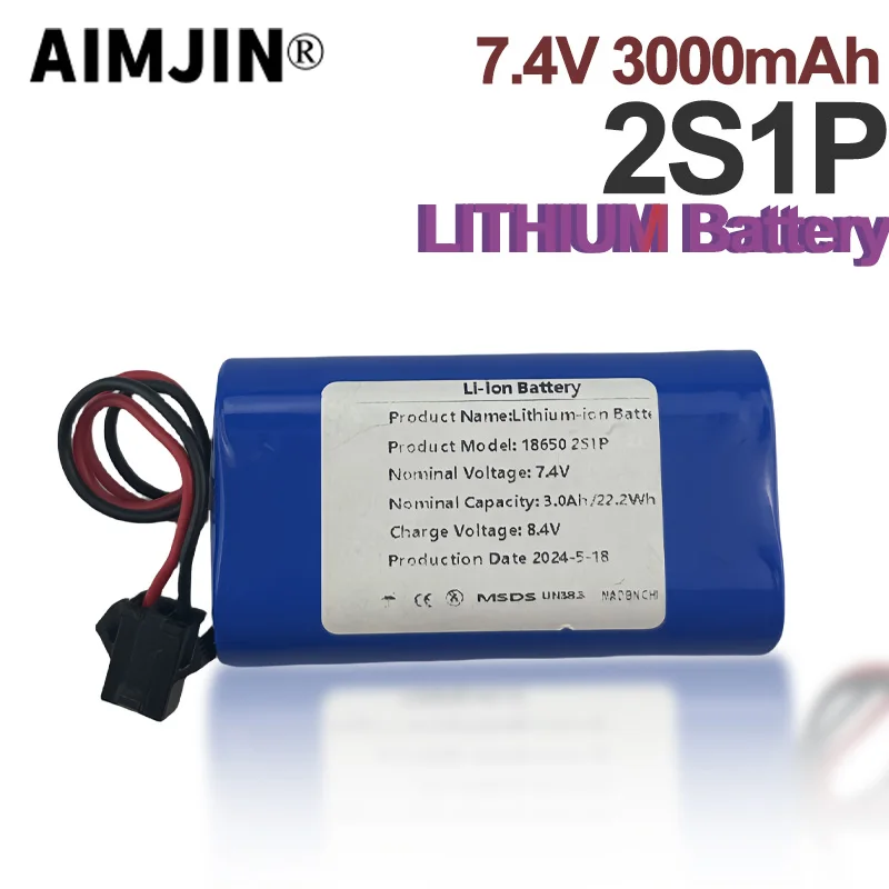 

Lithium battery, suitable for projectors, speakers, wireless monitoring, 2S1P, 7.4V, 3000mAh, XH2.54-2P