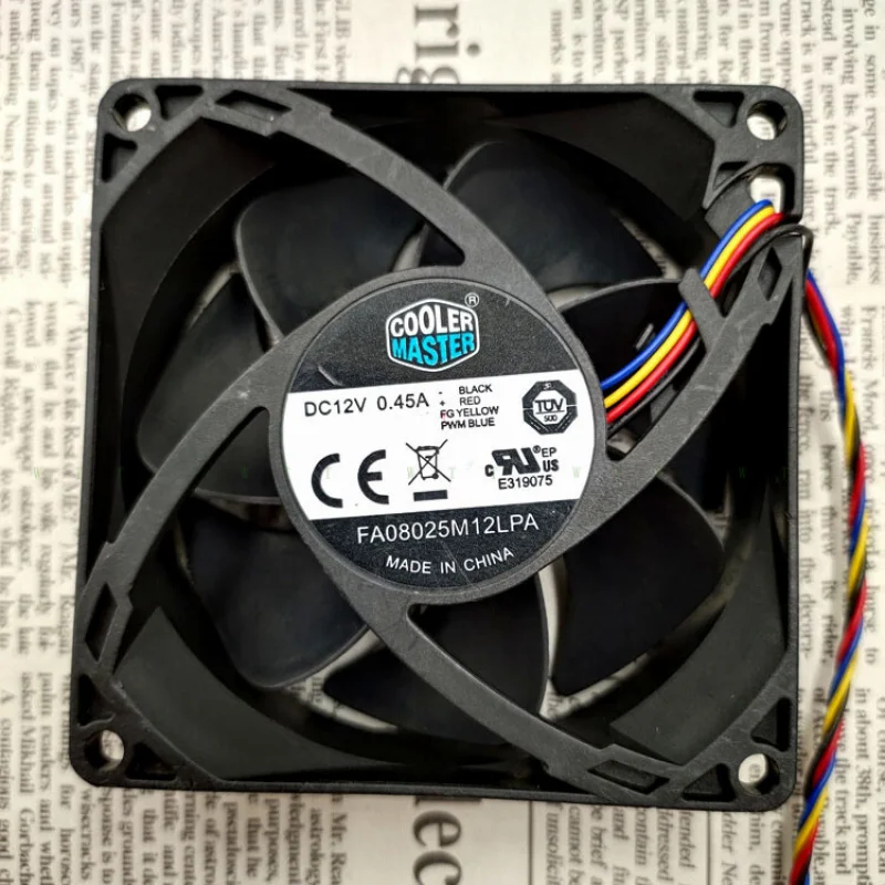 H  1 pcs for Cooler Master FA08025M12LPA 8025 12V 0.45A 4-wire temperature control fan