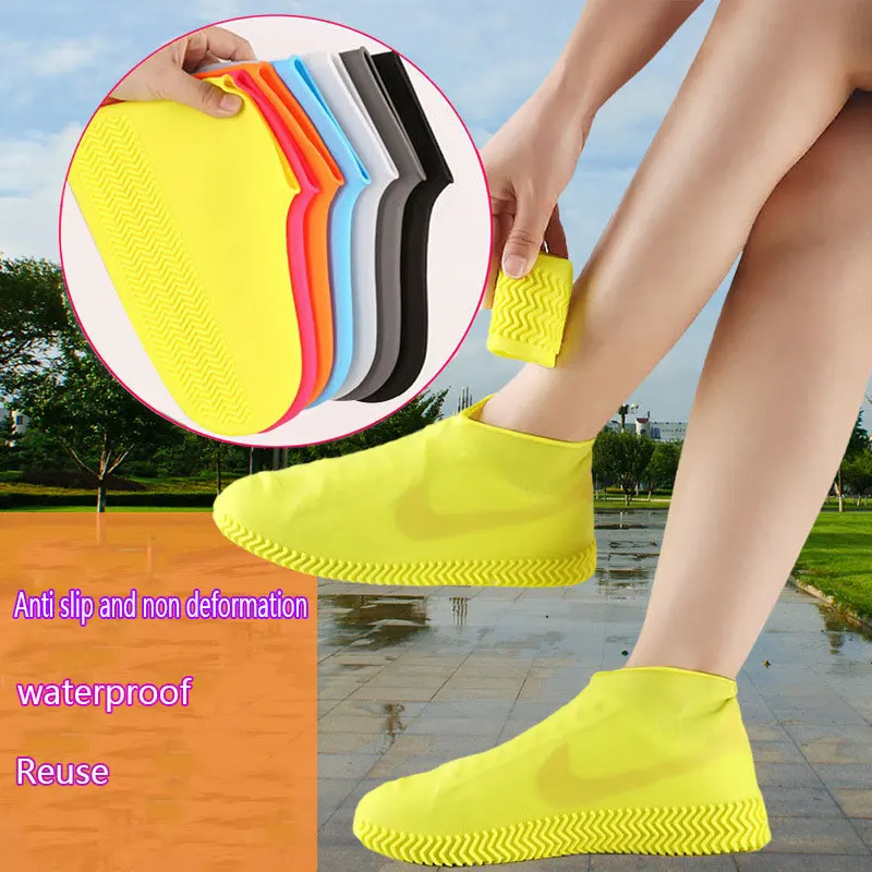 Latex WaterProof Shoe Covers Unisex Shoes Protectors Reusable Non-Slip Rain Boot Overshoes Walking Shoes Accessories