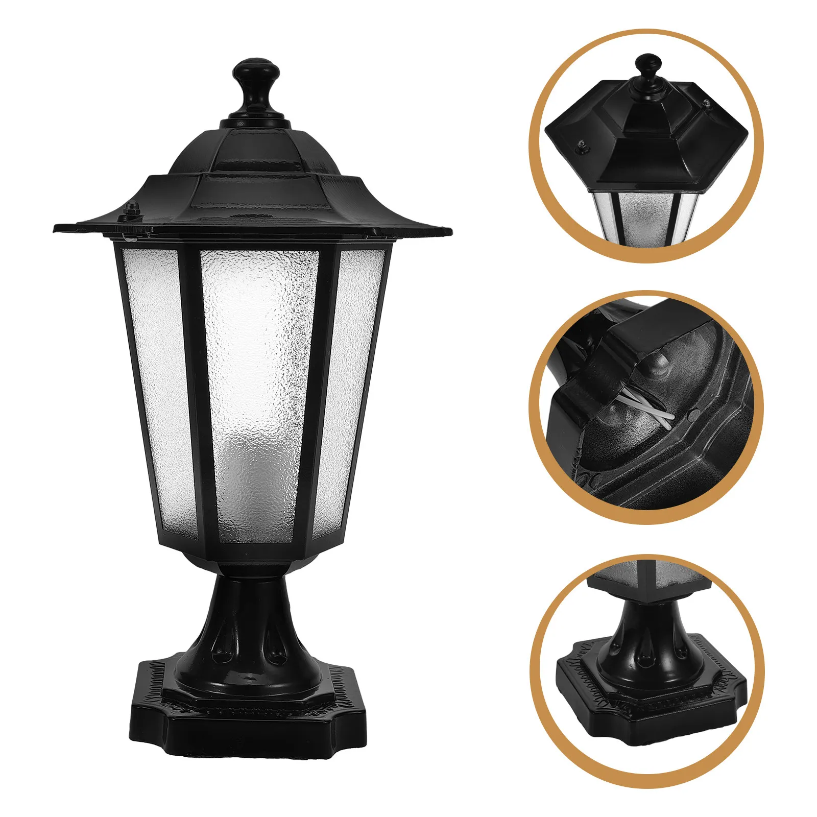 

Уличный столбчатый светильник с шестигранной стеклянной колбой, металлический, водонепроницаемый, пылезащитный, для ворот, двора, сада