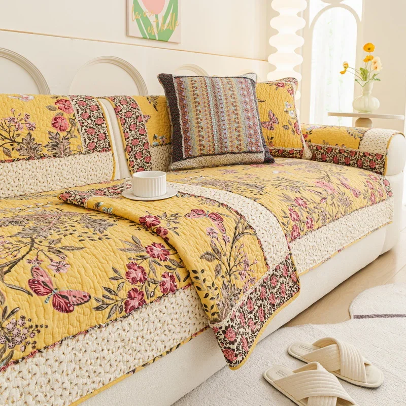 Non-slip Cotton Sofa Cover for Living Room Four Seasons Universal Sofa Cushion Mat Fresh Style Simple Sofa Towel Couch Decor