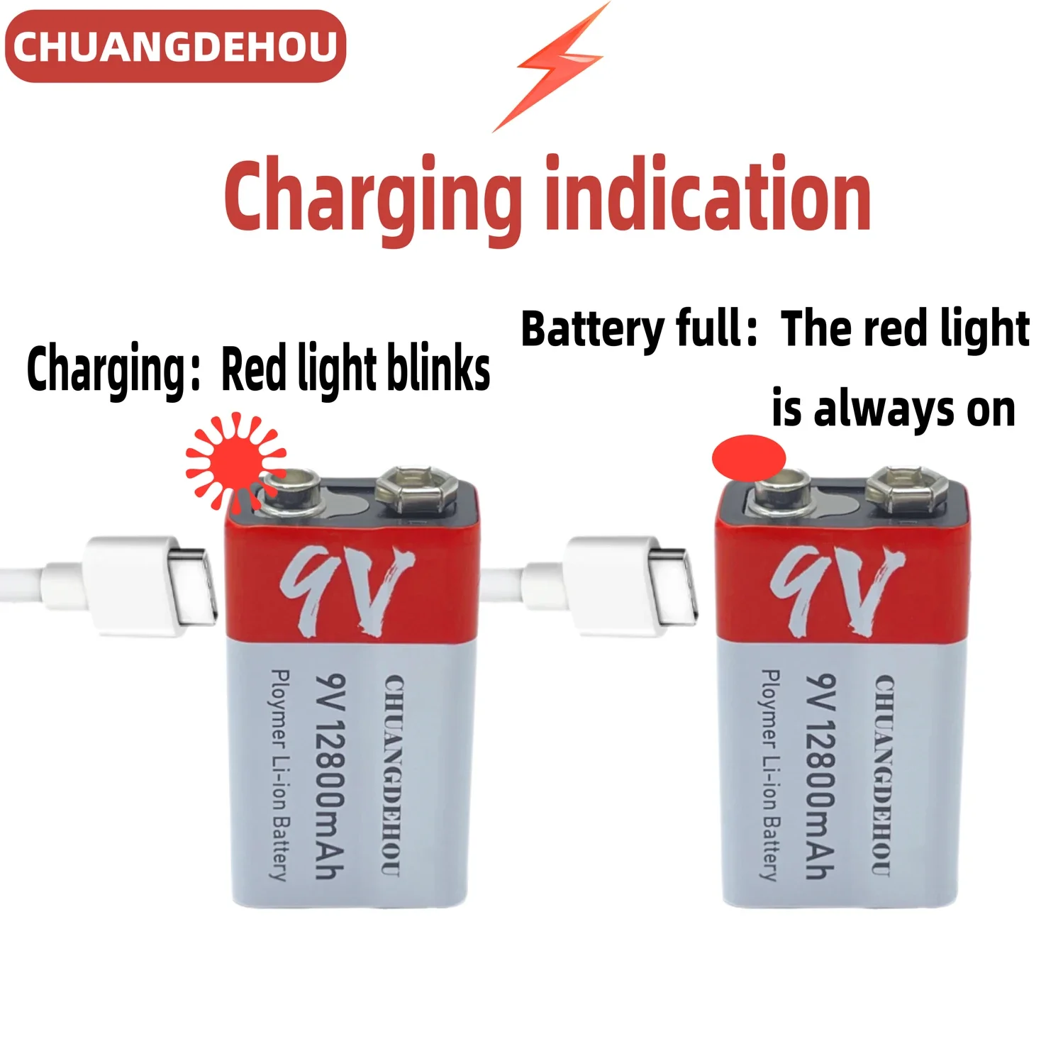 9V Battery USB 12800mAh Lithium ion Rechargeable Battery Mini USB Battery 9V Lithium Used for Multimeter Mic Toy Remote Control