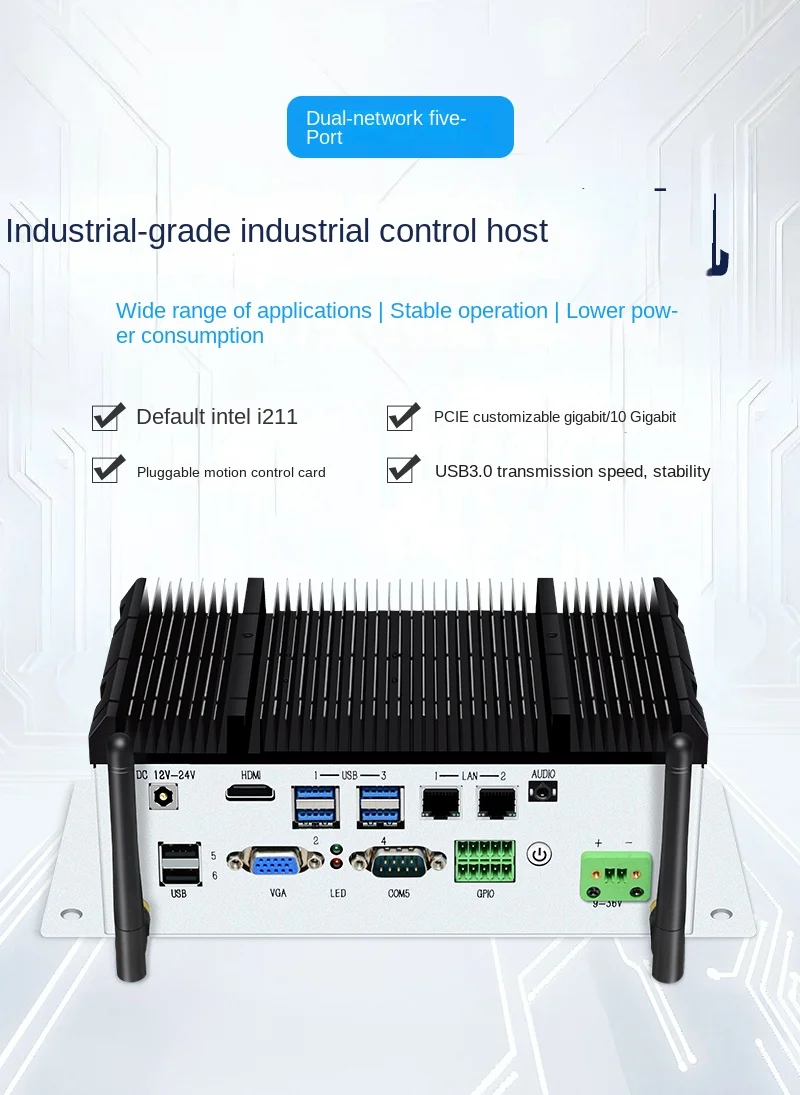Fanless Dust-Proof Industrial Embedded Mini PC For Gaming Intel Core I5 Hexa Core DDR4 RAM SSD+HDD Storage Windows 10/Linux PC