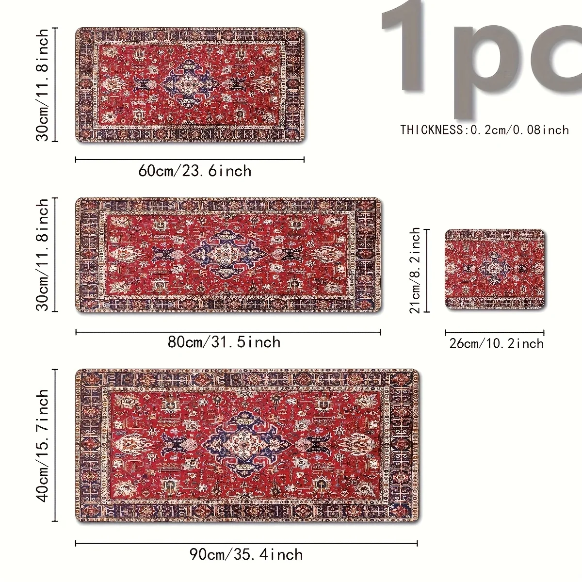 1pc Large Persian Floral Desk Mat Suitable for Home Office Gaming, Non-Slip Rubber Base & Precisely Stitched Edges, Thick XL XXL Mouse Pad with Persian Pattern