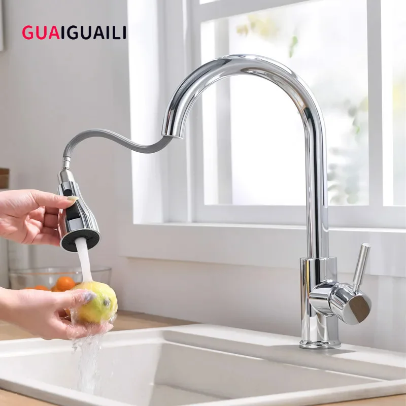 Single Hole G1/2 mixer Faucet，Silver color Surface Faucet，bathroom Sink Taps，Pull Out Kitchen Taps ，Kitchen Basin Faucets