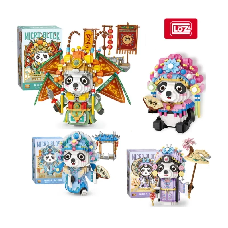 Mini Blocks Chinese Opera Panda Cute Collection Figures Cartoon LOZ Bricks for Girls Gifts Cute Doll Fun Toy Adult Present 8107